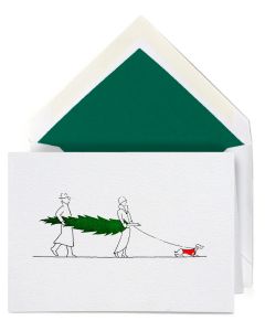 Bringing Home the Tree (Multicolor on White Stock) (sets of 10)