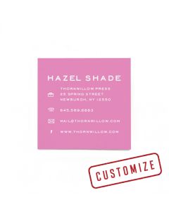 Duplex Square Business Cards: Hot Pink & White - Icons 