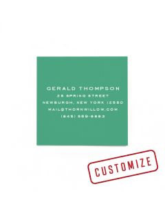 Duplex Square Business Cards: Emerald Green & White 