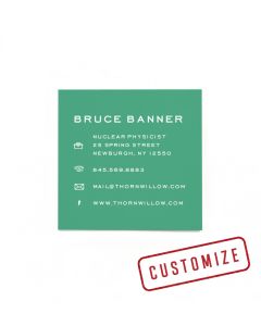 Duplex Square Business Cards: Emerald Green & White - Icons 