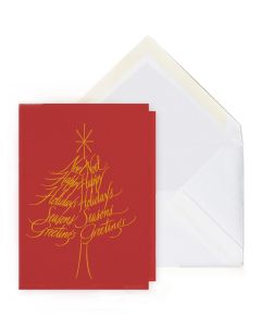 Holiday Folded Card: Calligraphic Tree (sets of 10)