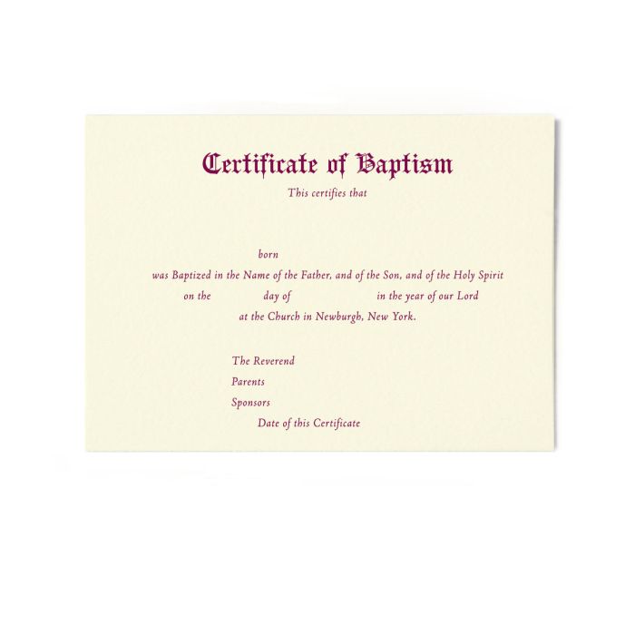 Certificate: Baptism (sets of 50)
